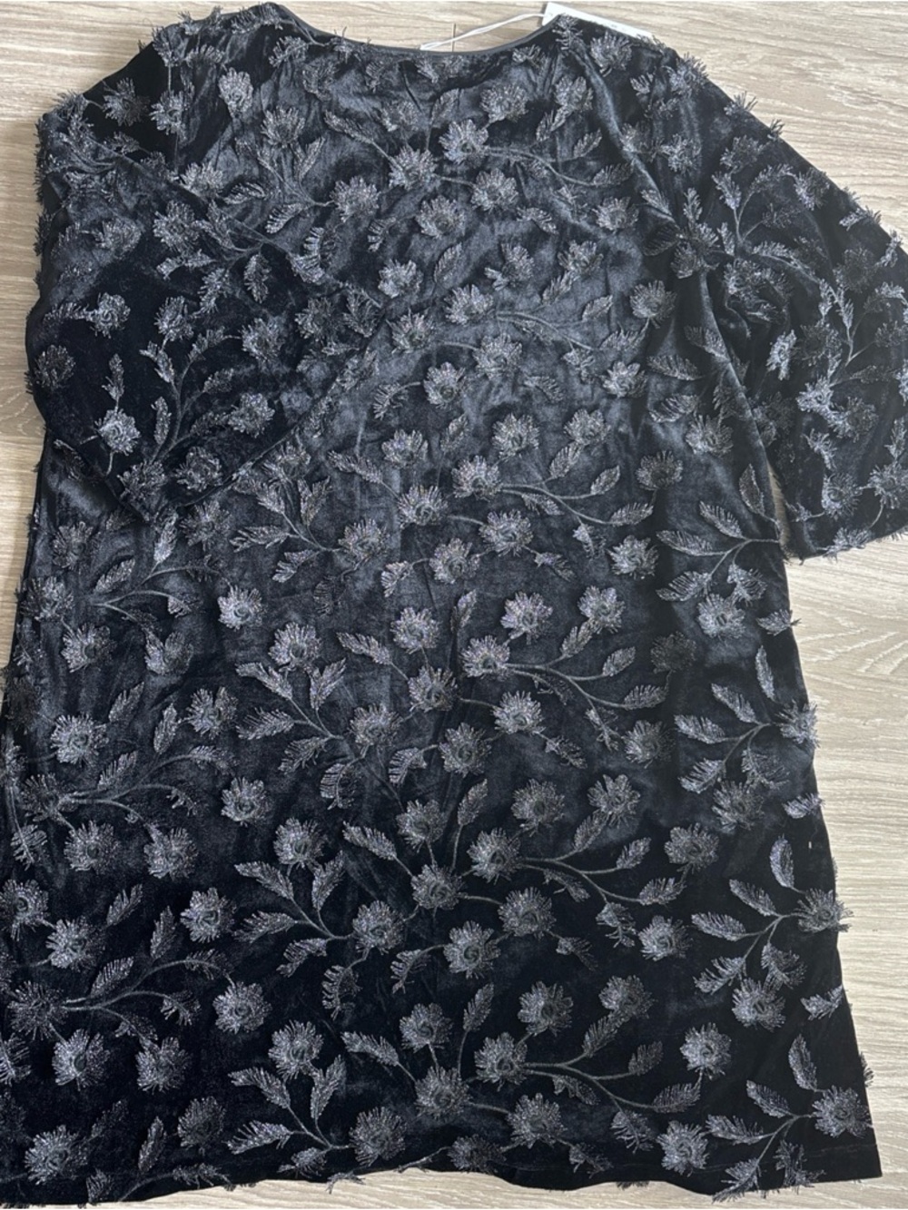 Chico's Black Floral Burnout Velvet Dress - Picture 4 of 4